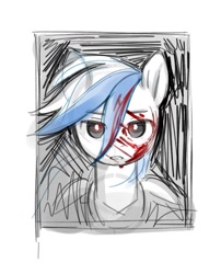 Size: 933x1152 | Tagged: safe, artist:anotherdeadrat, oc, oc only, pony, blood, female, frown, mare, sketch