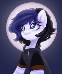 Size: 1008x1200 | Tagged: safe, artist:melodylibris, oc, oc only, earth pony, pony, clothes, female, mare, moon, night, night sky, sky, smiling, stars, sweater