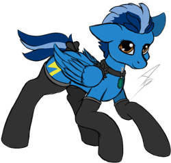 Size: 1954x1863 | Tagged: safe, alternate version, artist:aquamuro, imported from derpibooru, oc, oc only, pegasus, pony, clothes, colored, female, flat colors, folded wings, full body, maid, mare, pegasus oc, screwdriver, short tail, signature, simple background, sketch, solo, stockings, tail, thigh highs, transparent background, two toned mane, wings