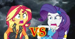 Size: 1371x720 | Tagged: safe, imported from derpibooru, rarity, sunset shimmer, human, equestria girls, equestria girls series, forgotten friendship, rollercoaster of friendship, 2018, meltdown, rageset shimmer, rarirage, rarisnap, yelling