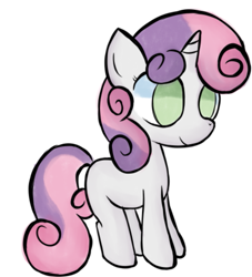 Size: 681x751 | Tagged: safe, artist:alandisc, imported from derpibooru, sweetie belle, pony, unicorn, blank flank, cute, female, filly, foal, no pupils, simple background, solo, white background