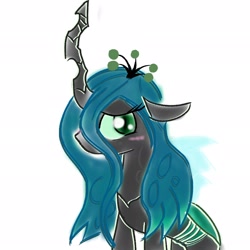 Size: 2048x2048 | Tagged: safe, artist:tiga mega, imported from derpibooru, queen chrysalis, changeling, changeling queen, female, looking at you, mare, simple background, solo, white background