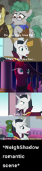 Size: 1009x4096 | Tagged: safe, artist:decokenite, imported from derpibooru, indiana pones, professor fossil, tempest shadow, twilight sparkle, alicorn, earth pony, pony, unicorn, friendship university, my little pony: the movie, school raze, shadow play, canterlot, caption, female, hong cha-young, hoof on chest, indiana jones, looking at someone, looking away, male, mare, offscreen character, offscreen kiss, park joo-hyeong, realization, school of friendship, shipping, stallion, straight, talking, tempest neighsay, text, twilight sparkle (alicorn), vincenzo, vincenzo cassano