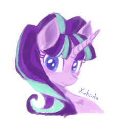 Size: 711x719 | Tagged: safe, artist:xekiida, imported from derpibooru, starlight glimmer, pony, unicorn, bust, female, mare, s5 starlight, smiling, solo