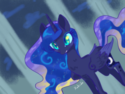 Size: 1600x1200 | Tagged: safe, artist:xekiida, imported from derpibooru, princess luna, alicorn, pony, cloud, female, mare, solo