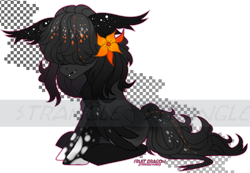 Size: 2544x1760 | Tagged: safe, artist:strangle12, imported from derpibooru, oc, oc only, earth pony, pony, base used, earth pony oc, flower, flower in hair, hair over eyes, simple background, transparent background