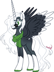 Size: 1289x1715 | Tagged: safe, artist:kurosawakuro, imported from derpibooru, alicorn, pony, clothes, ozpin, ponified, rwby, scarf, simple background, solo, sunglasses, transparent background