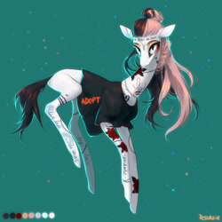 Size: 1920x1920 | Tagged: safe, artist:pessadie, imported from derpibooru, oc, oc only, earth pony, pony, body writing, clothes, earth pony oc, female, green background, mare, simple background, solo, tattoo