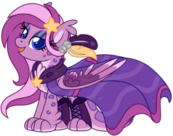 Size: 2041x1597 | Tagged: safe, artist:lupulrafinat, imported from derpibooru, oc, oc only, oc:wild dawn, hybrid, pony, clothes, dress, eyelashes, female, gala dress, makeup, simple background, smiling, solo, transparent background