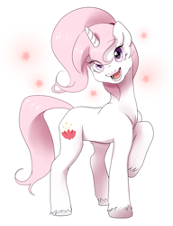 Size: 1000x1299 | Tagged: source needed, safe, imported from derpibooru, oc, oc only, oc:candy blossom, pony, unicorn, cute, ponytail, simple background, solo, white background