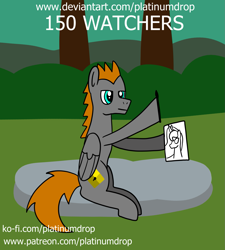 Size: 1441x1600 | Tagged: safe, artist:platinumdrop, imported from derpibooru, princess luna, oc, oc:platinumdrop, pegasus, pony, deviantart, doodle, ko-fi, milestone celebration, patreon link