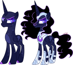 Size: 2535x2269 | Tagged: safe, artist:kurosawakuro, imported from derpibooru, oc, alicorn, pony, armor, bald, base used, offspring, parent:king sombra, parent:nightmare moon, parents:sombramoon, simple background, solo, transparent background