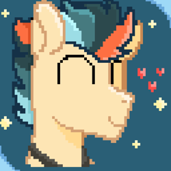 Size: 1280x1280 | Tagged: safe, imported from derpibooru, oc, oc only, oc:turbo swifter, pony, eyes closed, goggles, happy, heart, male, pixel art, smiling, stallion, stars