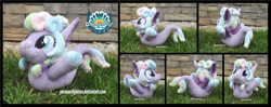 Size: 4425x1754 | Tagged: safe, artist:peruserofpieces, imported from derpibooru, oc, oc only, oc:taffy, seapony (g4), convention, female, happy, high res, irl, mascot, photo, plushie, seapony oc, seaquestria fest, smiling, solo