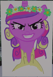 Size: 402x581 | Tagged: safe, artist:allko, imported from derpibooru, princess cadance, queen chrysalis, alicorn, pony, a canterlot wedding, canterlot wedding 10th anniversary, disguise, disguised changeling, floral head wreath, flower, grin, marriage, smiling, wedding