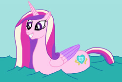 Size: 2838x1914 | Tagged: safe, artist:sb1991, derpibooru exclusive, imported from derpibooru, princess cadance, alicorn, canterlot wedding 10th anniversary, missing accessory, smiling, solo, swandance, swimming, water