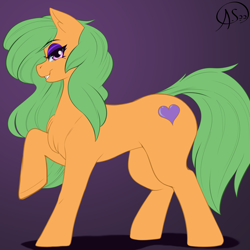 Size: 4000x4000 | Tagged: safe, artist:aerospine, imported from derpibooru, oc, oc only, oc:kiwi nectar, earth pony, pony, digital art, female, flank, grin, looking at you, mare, smiling, solo