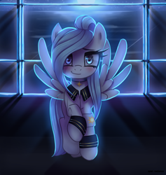 Size: 2880x3040 | Tagged: safe, artist:opal_radiance, imported from derpibooru, oc, oc only, oc:opal rosamond, pegasus, pony, unicorn, captains, clothes, high res, looking at you, night, ocean, pegasus oc, raised hoof, room, ship, smiling, smiling at you, solo, spread wings, visitor, water, wings