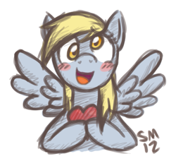 Size: 667x608 | Tagged: safe, artist:serenamidori, imported from derpibooru, derpy hooves, pegasus, pony, 2012, female, heart, mare, simple background, solo, white background