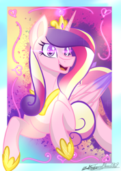 Size: 1413x1994 | Tagged: safe, artist:slightningdash, imported from derpibooru, princess cadance, alicorn, bust, canterlot wedding 10th anniversary, crown, jewelry, looking at you, portrait, regalia, shiny, smiling, smiling at you, solo, vertical