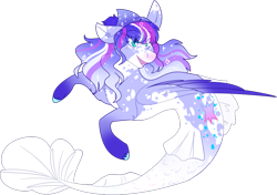 Size: 938x661 | Tagged: safe, artist:starryservals, imported from derpibooru, oc, oc only, hybrid, pegasus, seapony (g4), blue eyes, dorsal fin, ethereal mane, feather, female, fish tail, flowing mane, flowing tail, mare, open mouth, seaponified, simple background, smiling, solo, sparkles, species swap, starry mane, tail, transparent background, wings