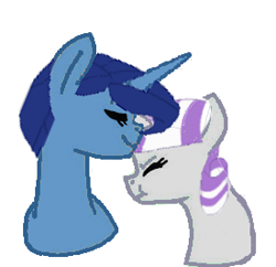 Size: 275x266 | Tagged: safe, artist:decokenite, artist:miss-dumpass, imported from derpibooru, night light, twilight velvet, pony, unicorn, base used, eyes closed, female, forehead kiss, kissing, male, mare, nightvelvet, parent, requested art, shipping, simple background, smiling, stallion, straight, white background