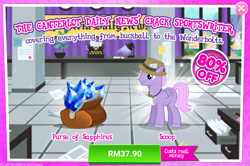 Size: 1033x684 | Tagged: safe, imported from derpibooru, advertisement, costs real money, crack is cheaper, gameloft, gem, male, official, scoop (character), stallion