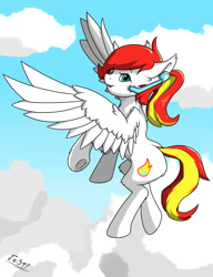 Size: 1000x1300 | Tagged: safe, artist:tx547, imported from derpibooru, oc, oc only, pony, flying, solo, spread wings, wings