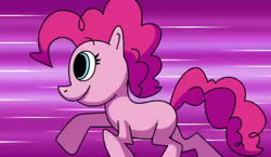 Size: 738x428 | Tagged: safe, artist:fera animations, imported from derpibooru, pinkie pie, earth pony, pony, female, mare, pink background, running, simple background, smiling, youtube link, zip lines