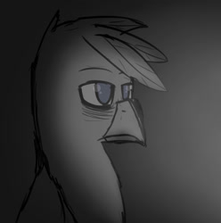 Size: 1982x2000 | Tagged: safe, artist:somber, imported from derpibooru, oc, griffon, depressed, depression, griffon oc, male, solo