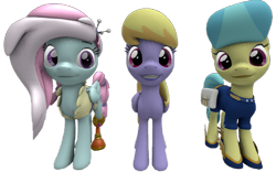 Size: 1161x723 | Tagged: safe, artist:topsangtheman, imported from derpibooru, cloud kicker, kerfuffle, earth pony, pegasus, pony, 3d, golden hooves (g4), looking at you, simple background, source filmmaker, transparent background