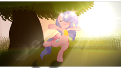 Size: 4096x2304 | Tagged: safe, artist:fededash, imported from derpibooru, oc, oc only, oc:hearty love, alicorn, pony, alicorn oc, bipedal, effects, happy, horn, smiling, sun, tree, wings