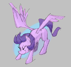 Size: 408x385 | Tagged: safe, clear skies, pegasus, pony, aggie.io, eyes closed, female, mare, open mouth, simple background, smiling, spread wings, stretching, wings