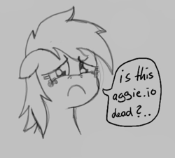 Size: 442x398 | Tagged: safe, pony, aggie.io, crying, female, frown, mare, monochrome, sad, simple background, talking