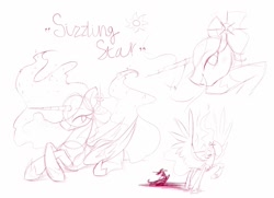 Size: 1710x1239 | Tagged: safe, artist:anotherdeadrat, princess celestia, alicorn, pony, drawpile, eyes closed, female, lying down, mare, monochrome, sketch, smiling, spread wings, wings