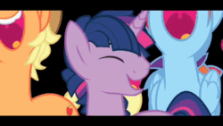 Size: 640x360 | Tagged: safe, imported from derpibooru, applejack, fluttershy, pinkie pie, rainbow dash, rarity, twilight sparkle, earth pony, pegasus, pony, unicorn, animated, applejack (male), black background, bubble berry, butterscotch, conbons, dusk shine, elusive, male, male six, mane six, open mouth, rainbow blitz, simple background, sound, sound only, stallion, video, voice acting, webm