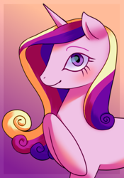 Size: 1044x1488 | Tagged: safe, artist:relighted, imported from derpibooru, princess cadance, alicorn, pony, canterlot wedding 10th anniversary, female, gradient, gradient background, mare, raised hoof, simple background