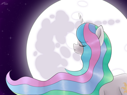 Size: 1600x1200 | Tagged: safe, artist:av-4, imported from derpibooru, princess celestia, alicorn, pony, mare in the moon, moon, solo