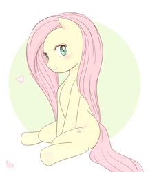 Size: 1180x1370 | Tagged: safe, artist:auntie_grub, imported from derpibooru, fluttershy, pony, cute, female, heart, looking at you, mare, shyabetes, simple background, sitting, smiling, smiling at you, solo, white background