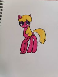 Size: 3000x4000 | Tagged: safe, artist:369treatment, imported from derpibooru, cherry berry, earth pony, pony, background pony, cute, female, happy, mare, simple background, smiling, solo, traditional art