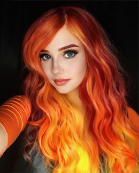 Size: 1080x1350 | Tagged: safe, artist:tinkcosplays, edit, editor:sammykun, imported from derpibooru, sunset shimmer, human, equestria girls, beautiful, black background, bust, clothes, faceapp, female, hair, humanized, irl, irl human, lipstick, makeup, photo, photography, portrait, redhead, simple background, smiling, solo, young