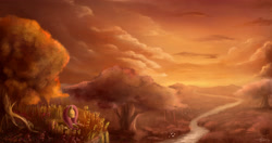 Size: 3800x2000 | Tagged: safe, artist:ajvl, imported from derpibooru, fluttershy, pegasus, pony, cloud, detailed, eyes closed, female, high res, lying down, mare, outdoors, prone, river, scenery, scenery porn, sky, solo, sunset, tree, water