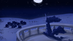 Size: 1280x720 | Tagged: safe, artist:ruanshi, imported from derpibooru, princess luna, alicorn, pony, moon, night, scenery, solo