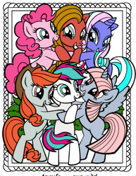 Size: 473x613 | Tagged: safe, imported from derpibooru, berry bright, bright eyes, pinkie pie, razzaroo, wind whistler, zipp storm, alicorn, earth pony, pegasus, unicorn, my little pony tales, adorazipp, alternate mane six, blank flank, bright eyedorable, coloring page, cowgirl, cowgirl bright eyes, cute, diapinkes, earth pony zipp, female, g1, g1 to g4, g2, g2 berrybetes, g2 to g4, g3, g3 to g4, g4, g5, g5 to g4, generation leap, generations, mare, no cutie marks because im lazy, palette swap, princess wind whistler, race swap, razzabetes, recolor, unicorn razzaroo, whistlerbetes, whistlercorn