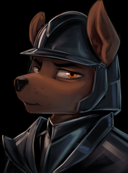 Size: 780x1050 | Tagged: safe, artist:kelkessel, imported from derpibooru, oc, oc only, oc:rufus loudbark, diamond dog, equestria at war mod, armor, bust, helmet, portrait, solo