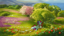 Size: 1920x1080 | Tagged: safe, artist:feelinnglad, imported from derpibooru, oc, oc only, pony, unicorn, ocean, scenery, tree, water