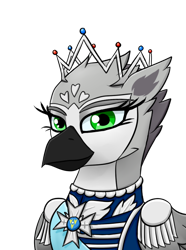 Size: 468x630 | Tagged: safe, artist:truffle shine, imported from derpibooru, oc, oc:princess sköldsvärd, griffon, equestria at war mod, clothes, griffon oc, jewelry, simple background, solo, tiara, transparent background