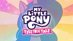 Size: 3410x1920 | Tagged: safe, imported from derpibooru, screencap, izzy moonbow, pony, unicorn, spoiler:g5, spoiler:my little pony: tell your tale, spoiler:tyts01e09, cute, female, g5, grin, it's t.u.e.s. day, izzybetes, mare, my little pony logo, my little pony: tell your tale, smiling, solo, upscaled