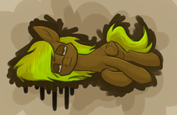 Size: 1650x1074 | Tagged: safe, artist:moonatik, imported from derpibooru, oc, oc only, oc:moonatik, pegasus, pony, abstract background, alternate color palette, lying down, male, on side, pegasus oc, sick, solo, stallion
