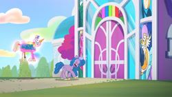 Size: 3410x1920 | Tagged: safe, imported from derpibooru, screencap, izzy moonbow, pony, unicorn, spoiler:g5, spoiler:my little pony: tell your tale, spoiler:tyts01e09, duo, eyes closed, female, g5, high res, it's t.u.e.s. day, magic, mare, my little pony: tell your tale, open mouth, señor butterscotch, telekinesis